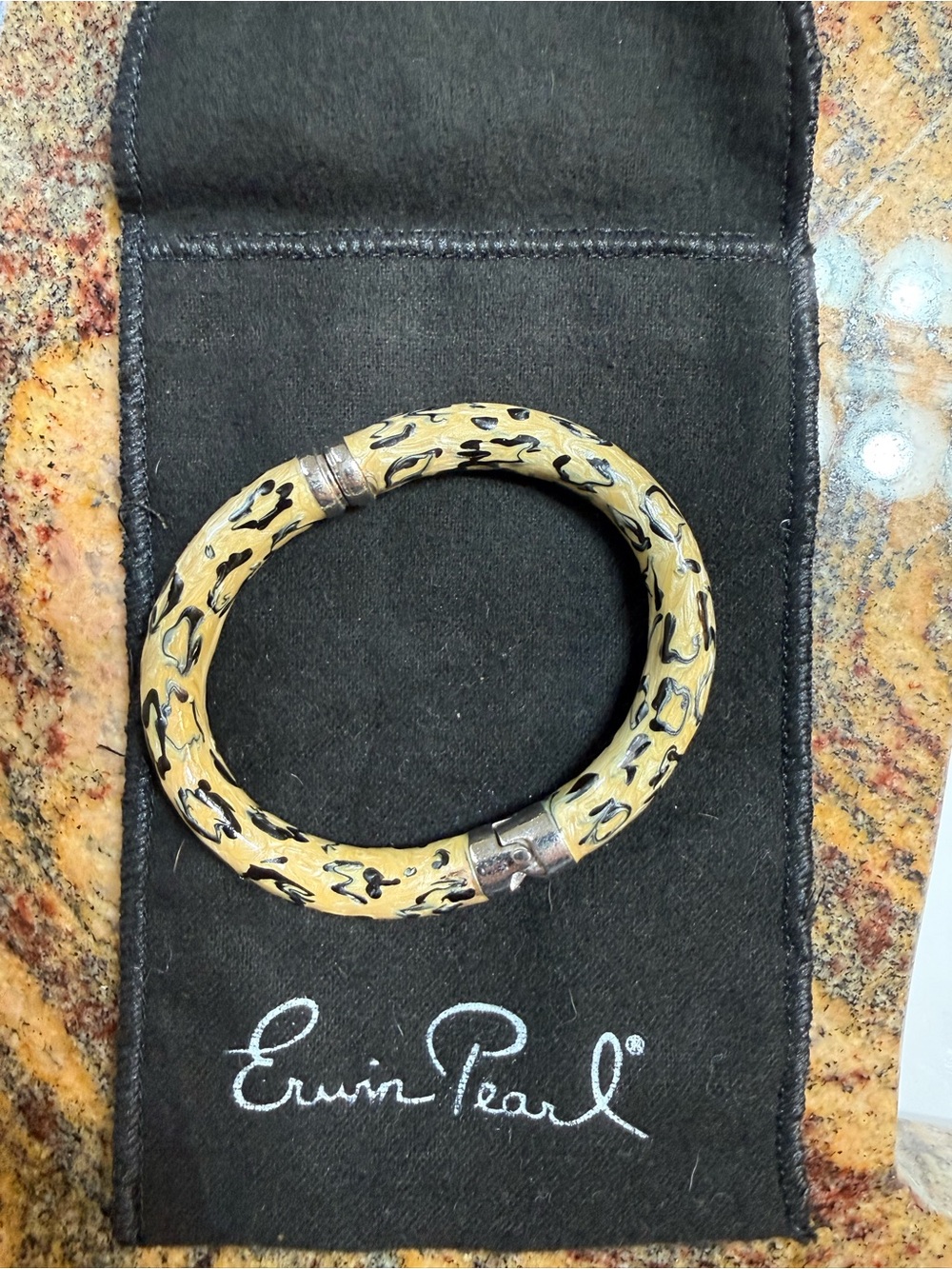 Erwin Pearl Animal Print Bangle Bracelet Silver Plated NWOT